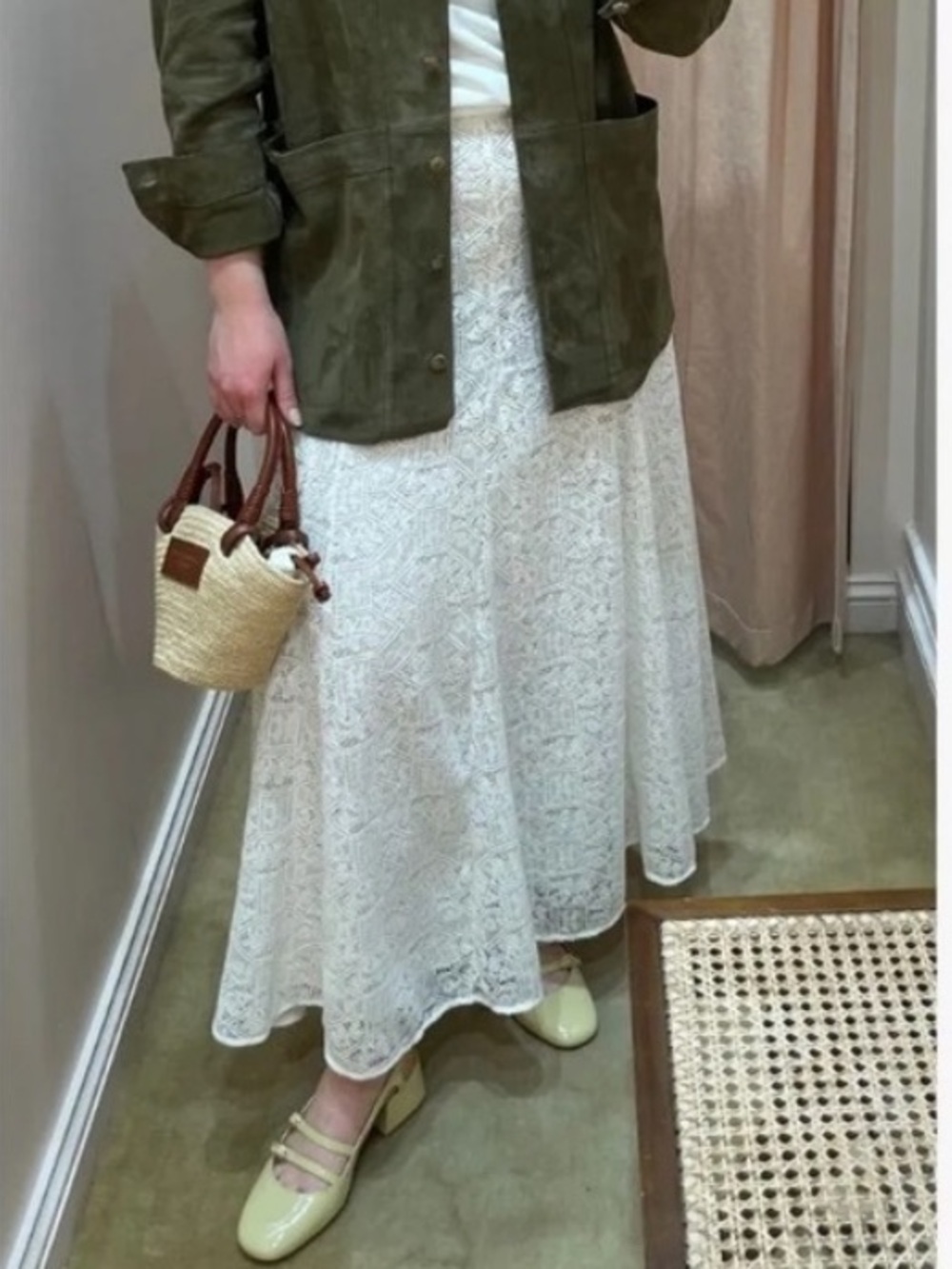 SEZANE White Ecru Flowy Embroidered Floral Lace Maxi Skirt Aglae Skirt - Picture 15 of 17